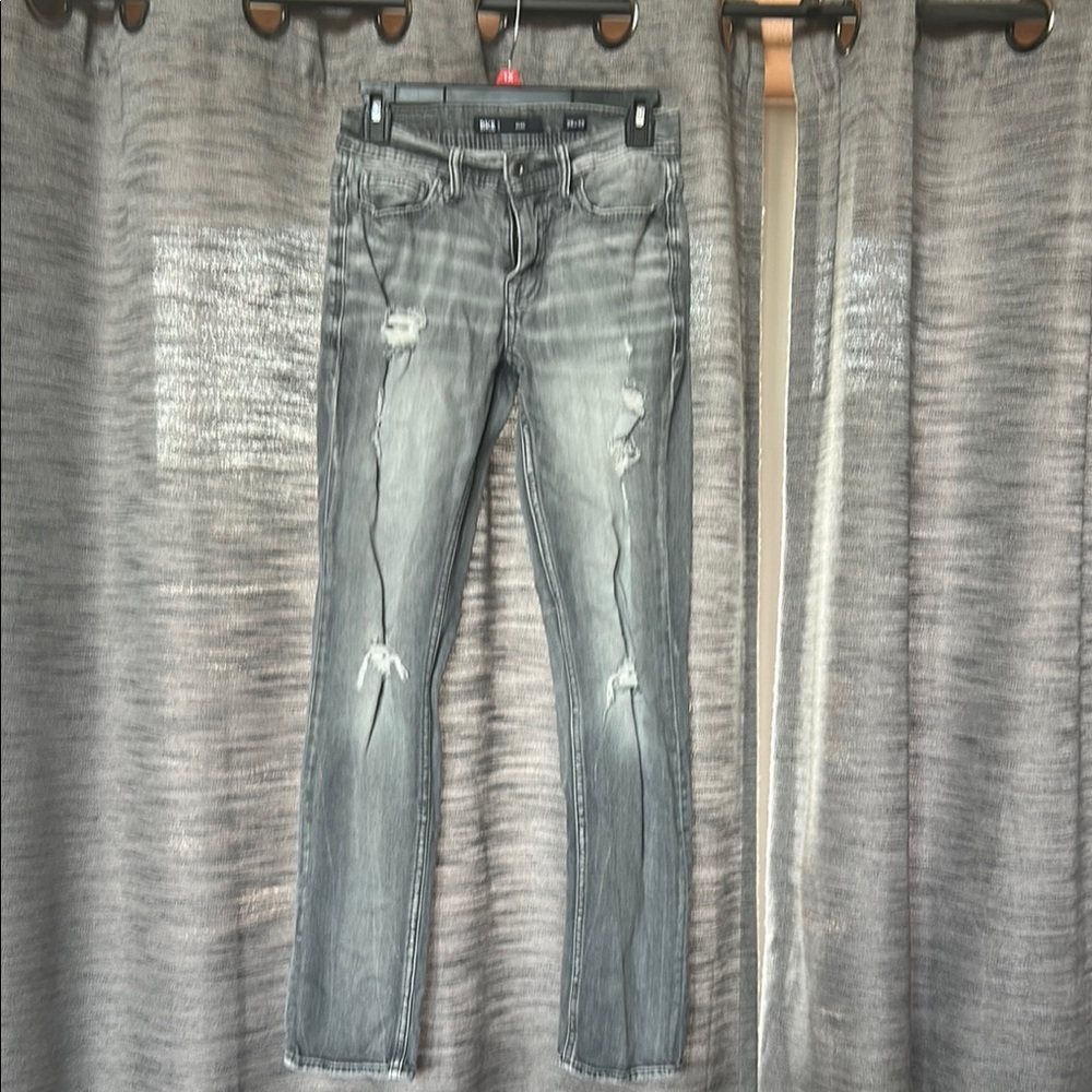 BKE Gray Slim Jeans Modern Distressed Look